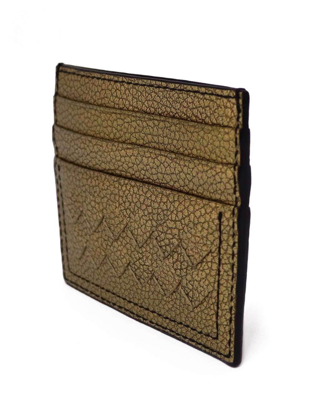 Bottega Veneta Bronze Intrecciato Leather Card Holder In Excellent Condition For Sale In Amman, JO
