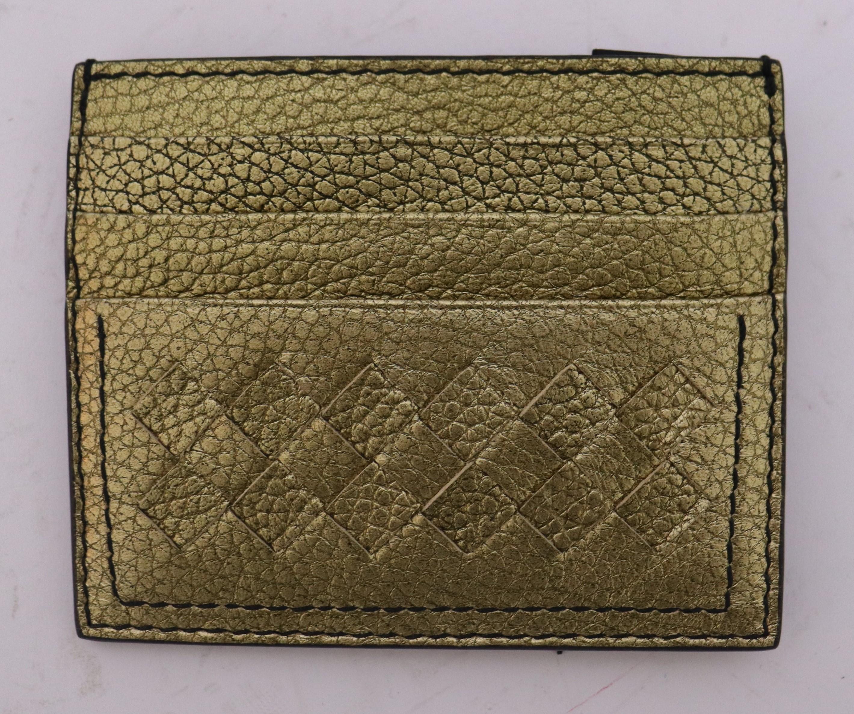 Bottega Veneta Bronze Intrecciato Leather Card Holder For Sale 5