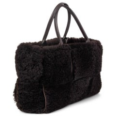 BOTTEGA VENETA brown ARCO MEDIUM Tote Fondant Intrecciato Shearling