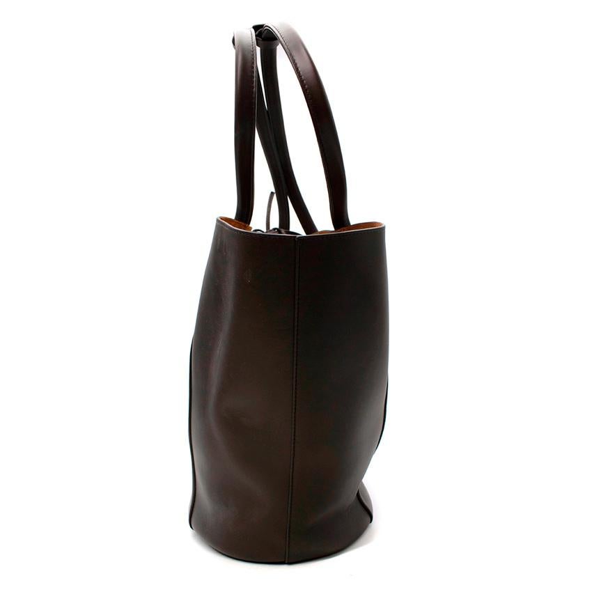 large brown leather tote