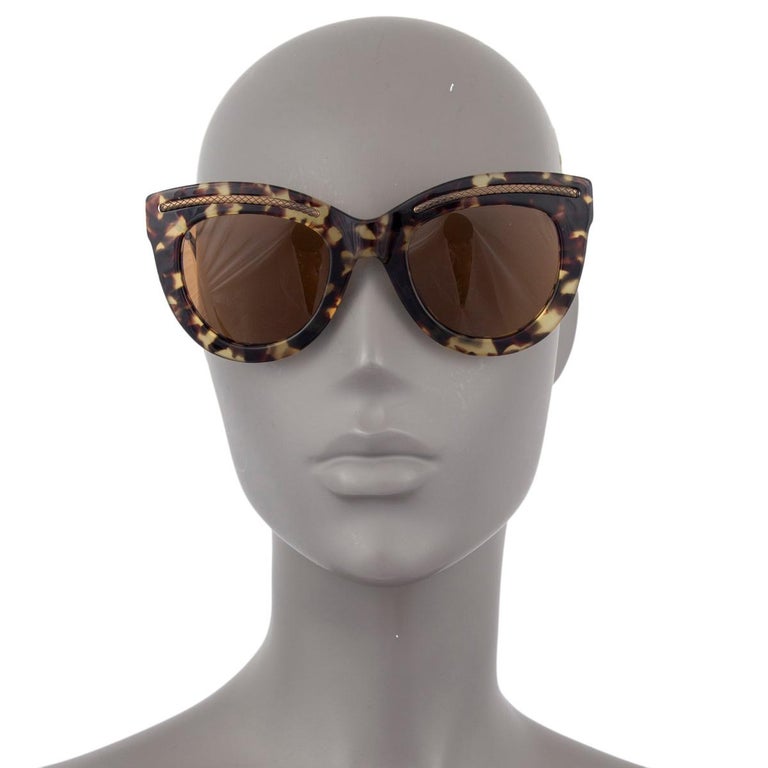 BOTTEGA VENETA brown and beige tortoise Cat-Eye Sunglasses  display picture 1