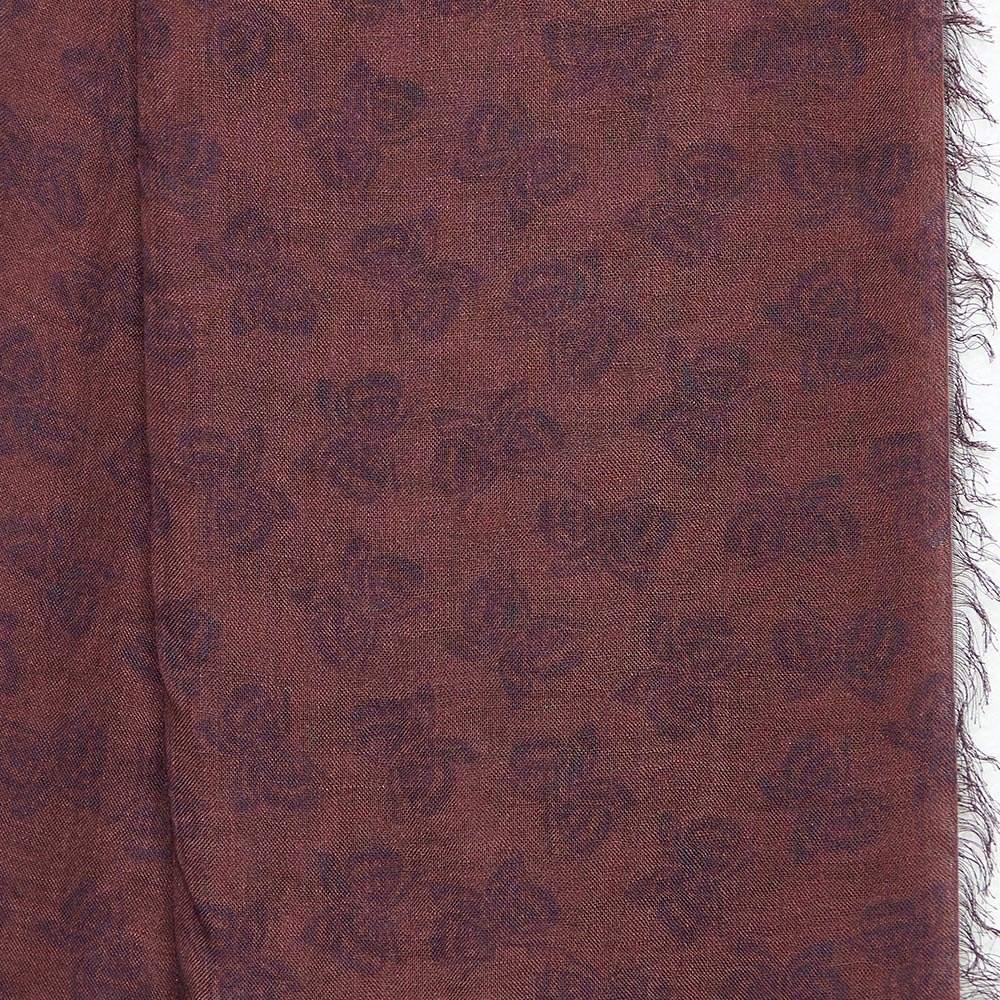 Bottega Veneta Brown & Burgundy  Burgundy Printed Modal & Silk Square Scarf In Good Condition In Dubai, Al Qouz 2