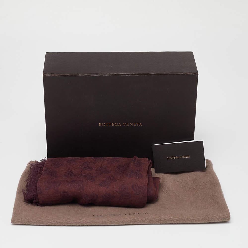 Bottega Veneta Brown & Burgundy  Burgundy Printed Modal & Silk Square Scarf 2