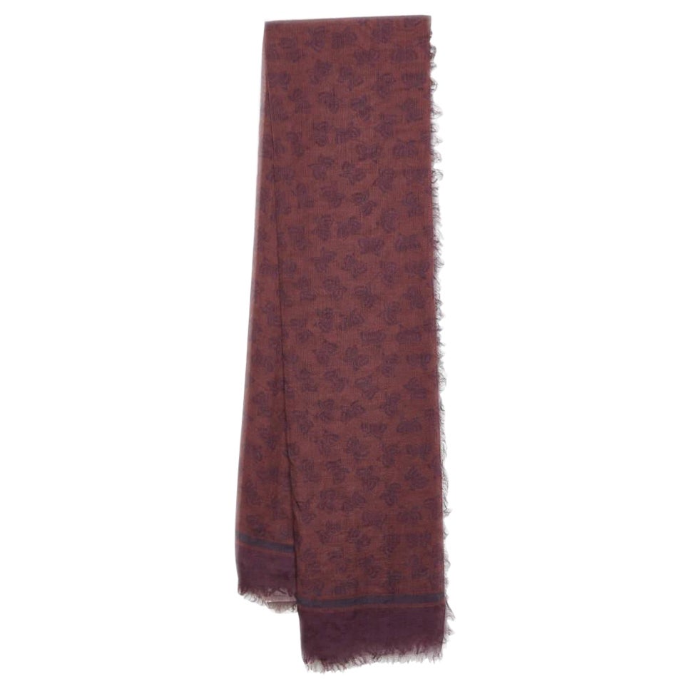 Bottega Veneta Brown 
Burgundy  Burgundy Printed Modal 
Silk Square Scarf
