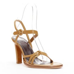 BOTTEGA VENETA brown cord pipe open toe chunky heel strappy sandal EU36