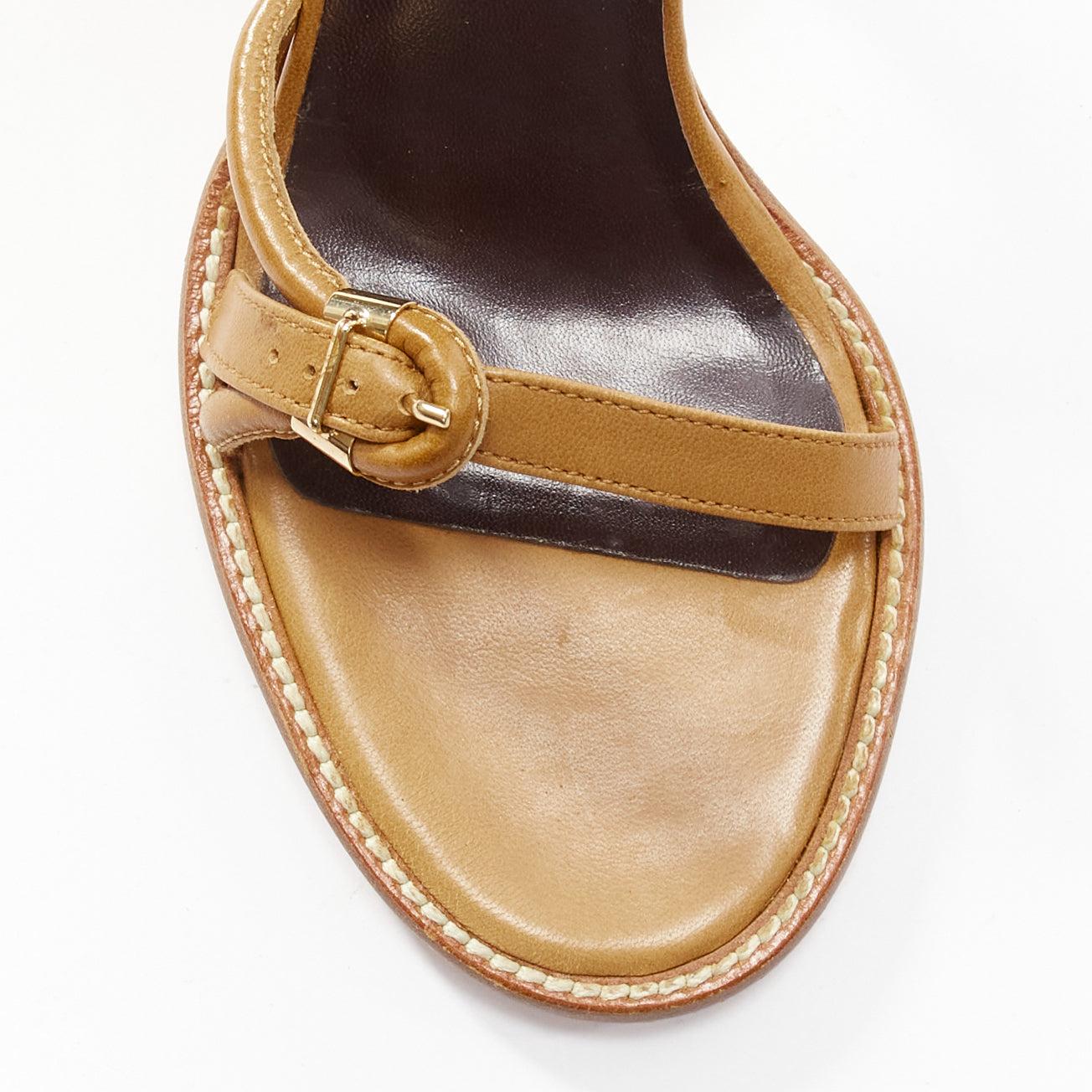 BOTTEGA VENETA brown cord pipe open toe chunky heel strappy sandal EU36 For Sale 2