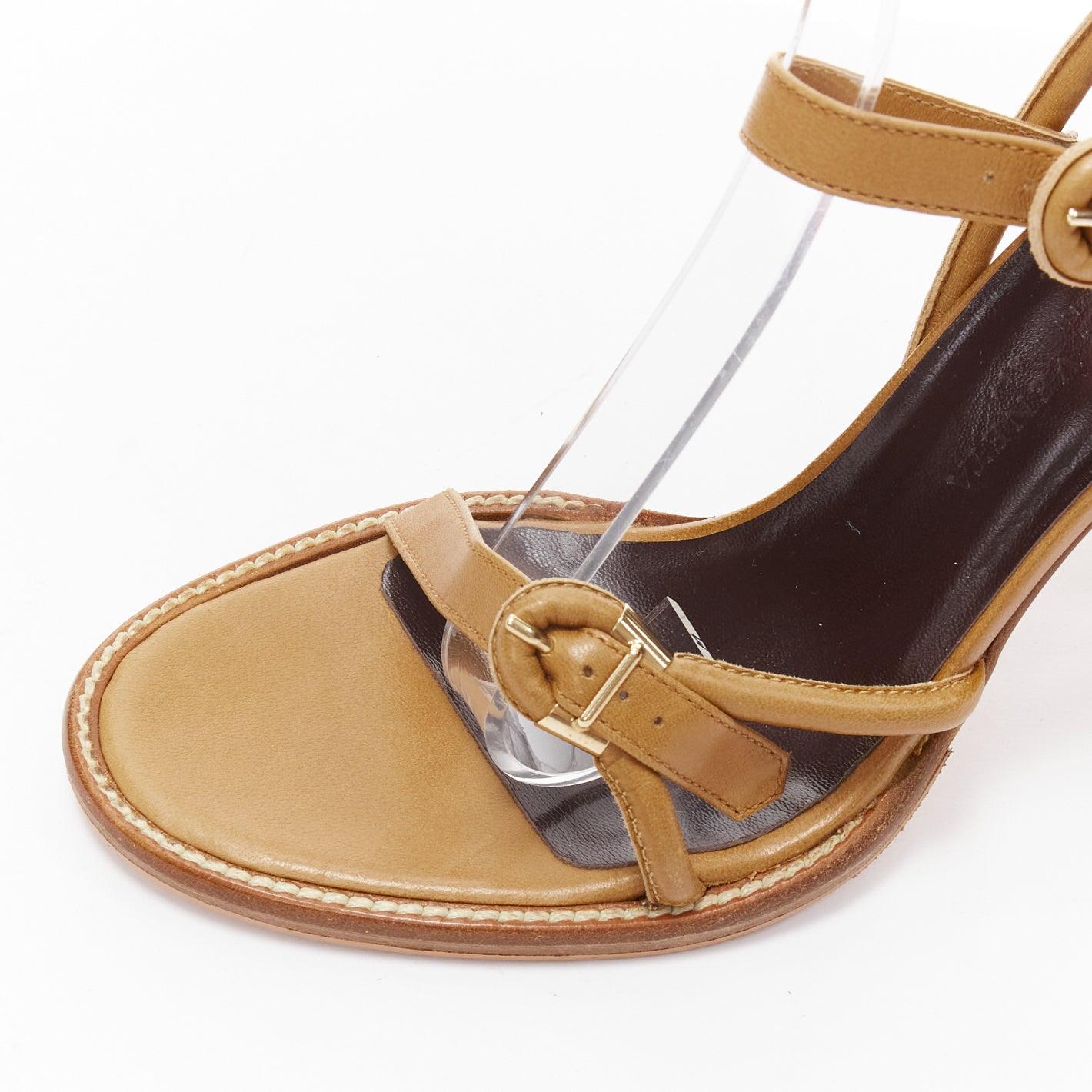 BOTTEGA VENETA brown cord pipe open toe chunky heel strappy sandal EU36 For Sale 3