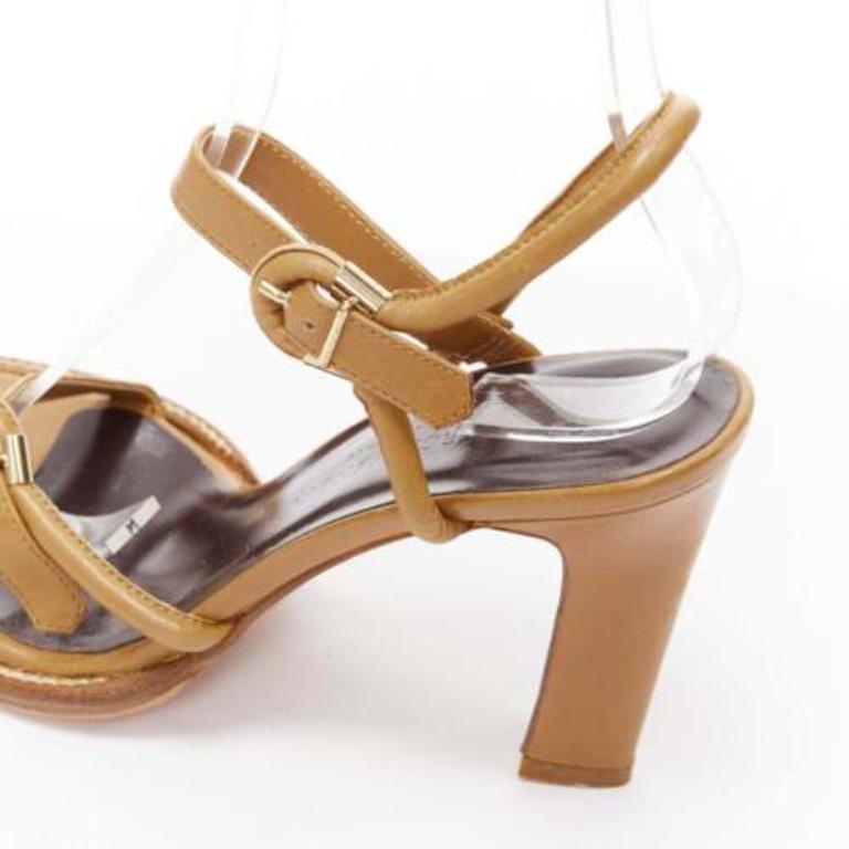 BOTTEGA VENETA Brown cord pipe open toe chunky heel strappy sandal EU36 en vente 3