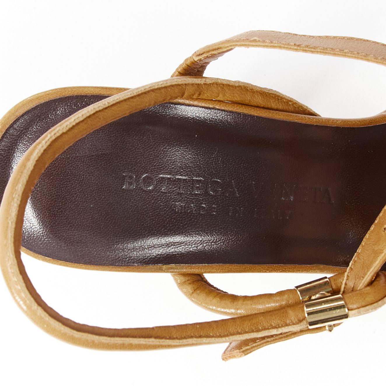 BOTTEGA VENETA brown cord pipe open toe chunky heel strappy sandal EU36 For Sale 5