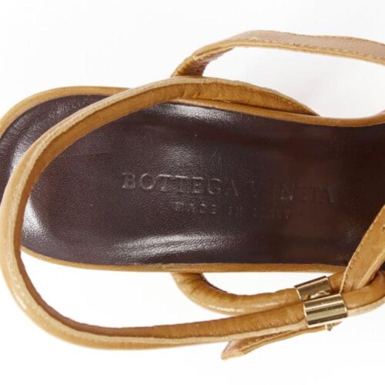 BOTTEGA VENETA Brown cord pipe open toe chunky heel strappy sandal EU36 en vente 4