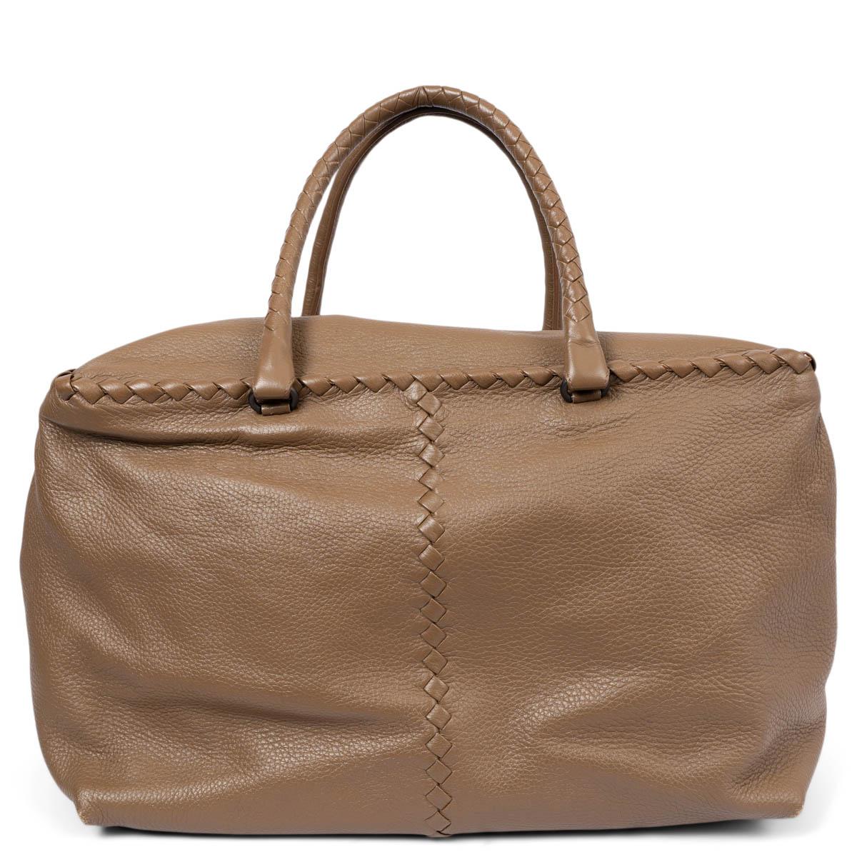 BOTTEGA VENETA brown deer skin leather INTRECCIATO CERVO BRICK Bag In Good Condition For Sale In Zürich, CH