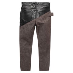 Bottega Veneta Brown Denim Leather Detailed Jeans S Waist 32"