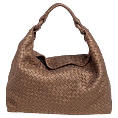 Bottega Veneta Brown/Gold Intrecciato Leather Sloane Hobo