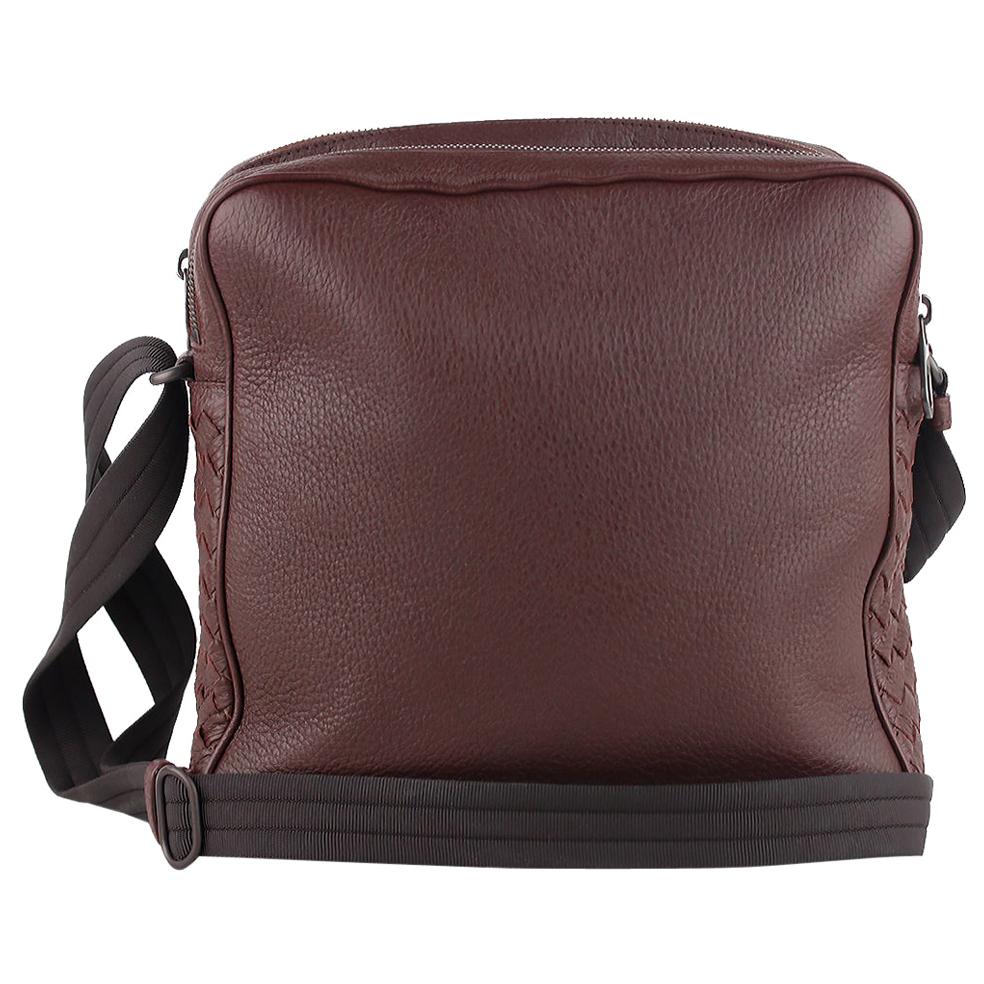 Bottega Veneta Brown Grained Leather Messenger Crossbody Bag