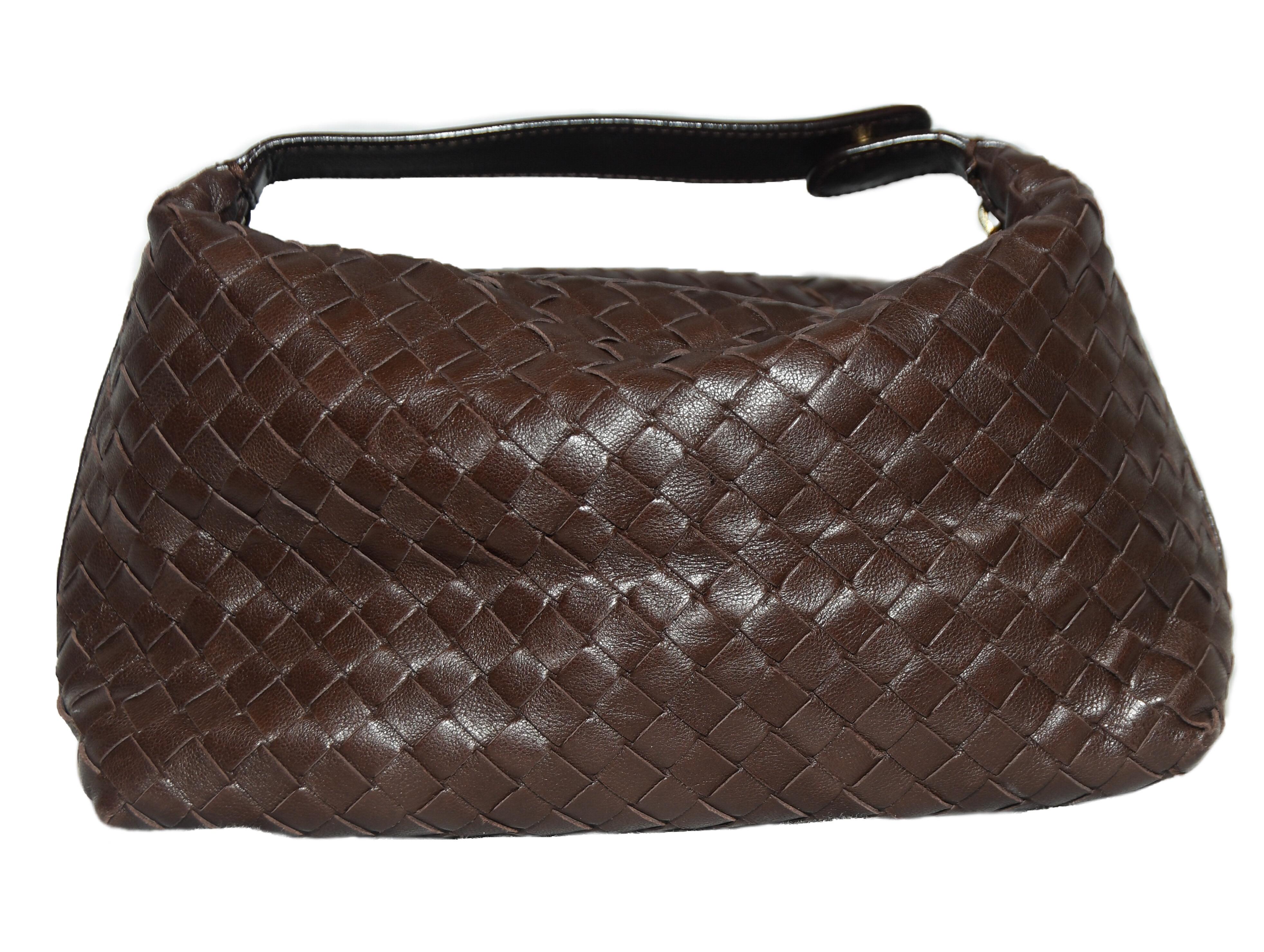 Black Bottega Veneta Brown Intercciato Woven Leather 2008 Make Up Bag