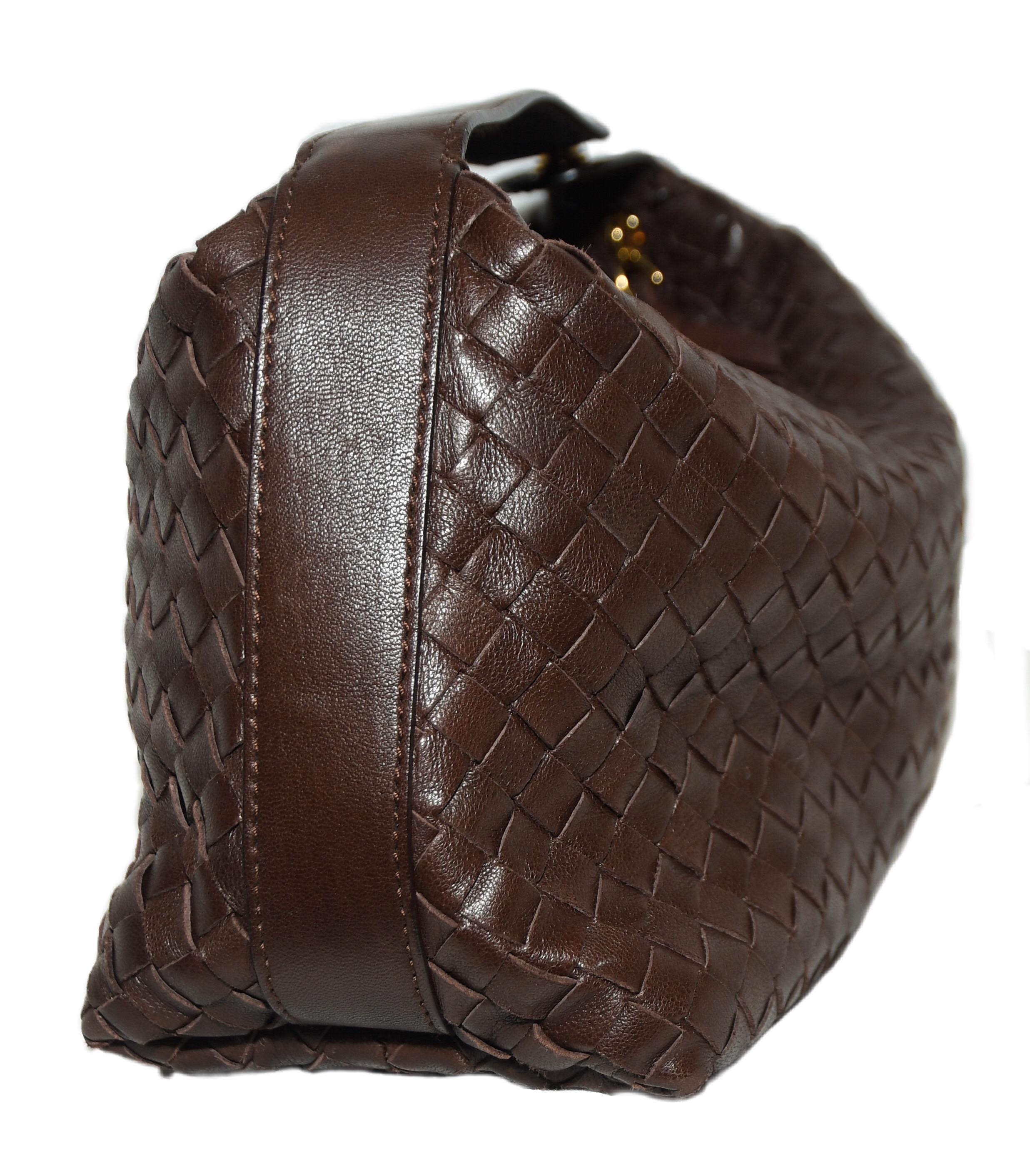 Bottega Veneta Brown Intercciato Woven Leather 2008 Make Up Bag In Excellent Condition In Palm Beach, FL