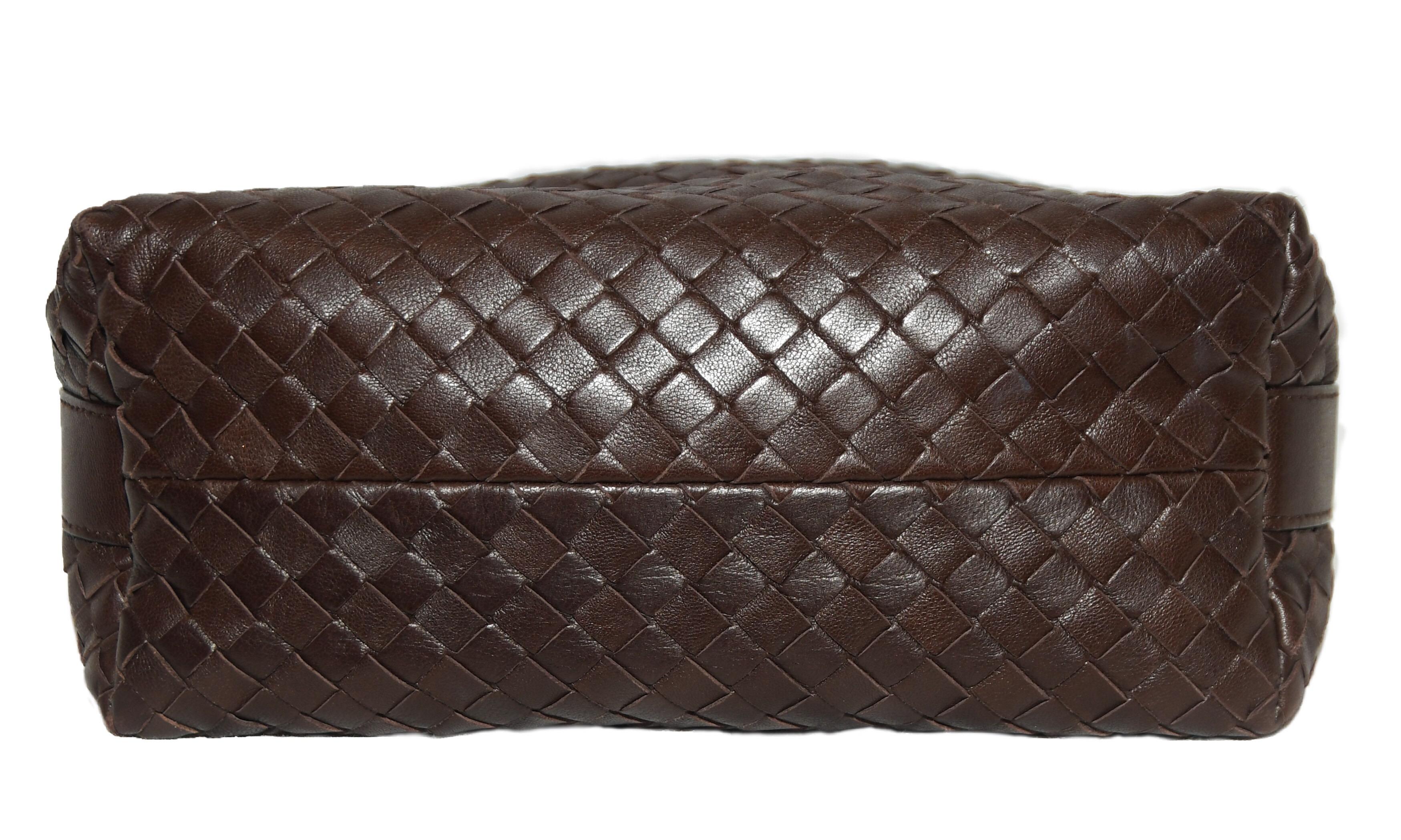 Women's Bottega Veneta Brown Intercciato Woven Leather 2008 Make Up Bag