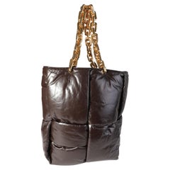 Bottega Veneta Brown Intrecciato Calfskin Puffy Chain Top Handle Tote Bag