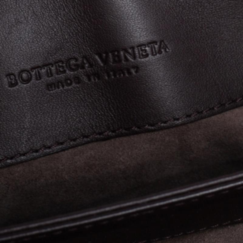 Bottega Veneta Brown Intrecciato Karung and Watersnake Detail Flap Shoulder Bag 5