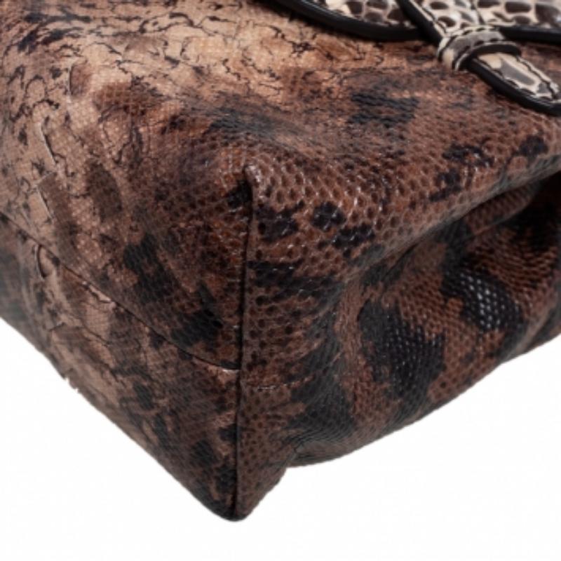 Bottega Veneta Brown Intrecciato Karung and Watersnake Detail Flap Shoulder Bag 3