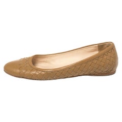 Bottega Veneta Brown Intrecciato Leather Ballet Flats Size 37.5