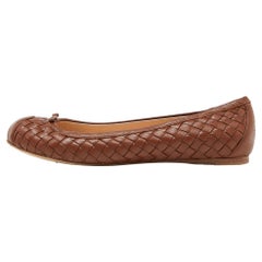 Bottega Veneta Brown Intrecciato Leather Ballet Flats Size 39