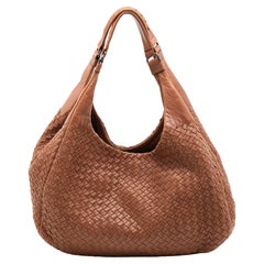 Braunes Intrecciato-Leder von Bottega Veneta Campana Hobo