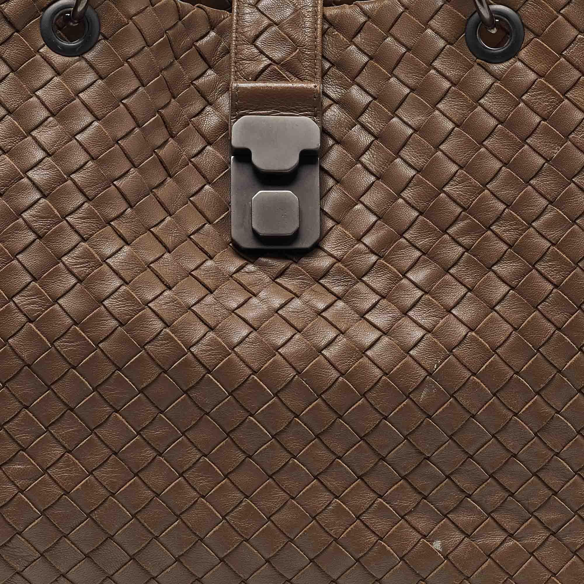 Bottega Veneta Brown Intrecciato Leather Capri Tote 1