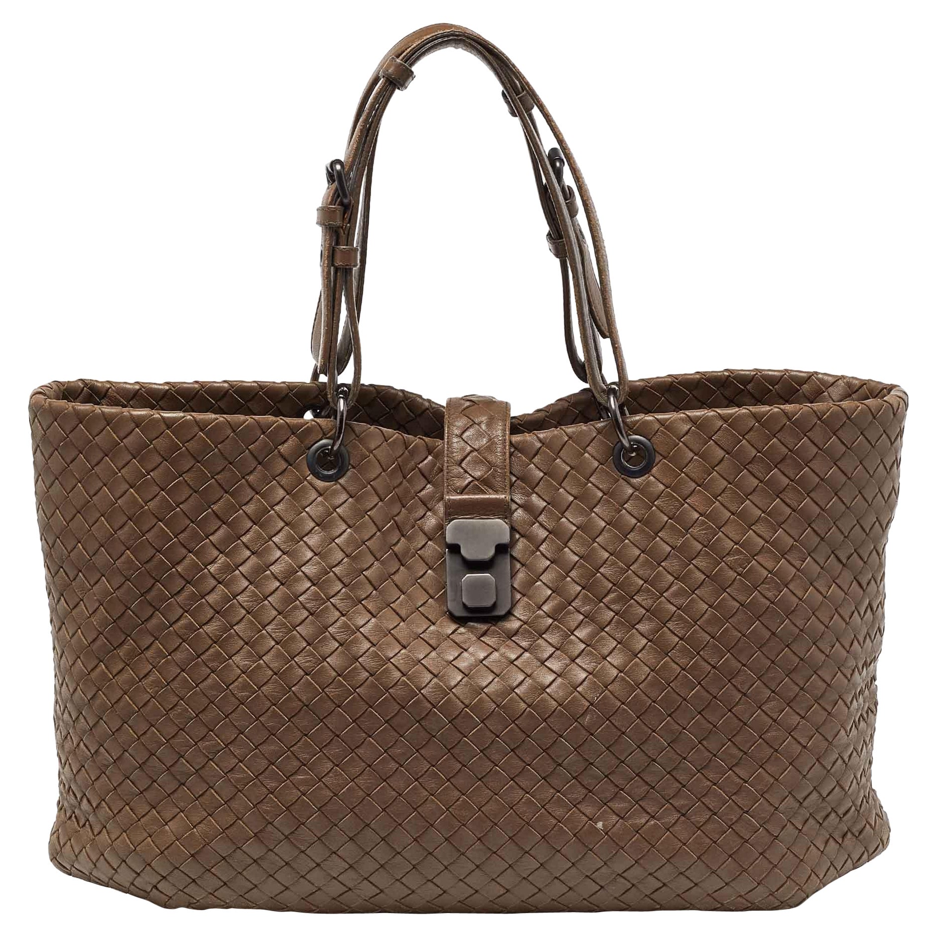 Bottega Veneta Brown Intrecciato Leather Capri Tote