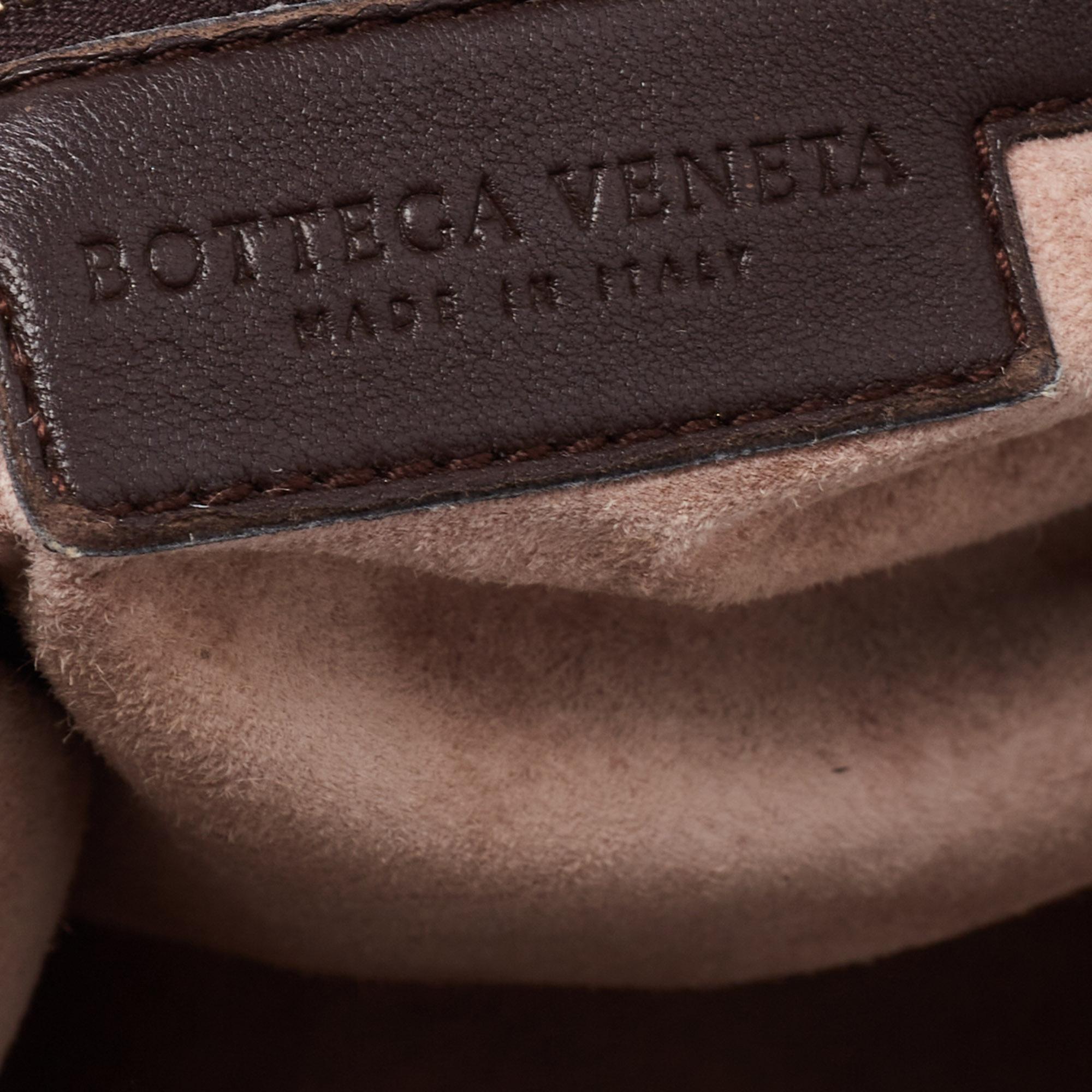 Bottega Veneta Brown Intrecciato Leather Chain Link Detail Hobo 7