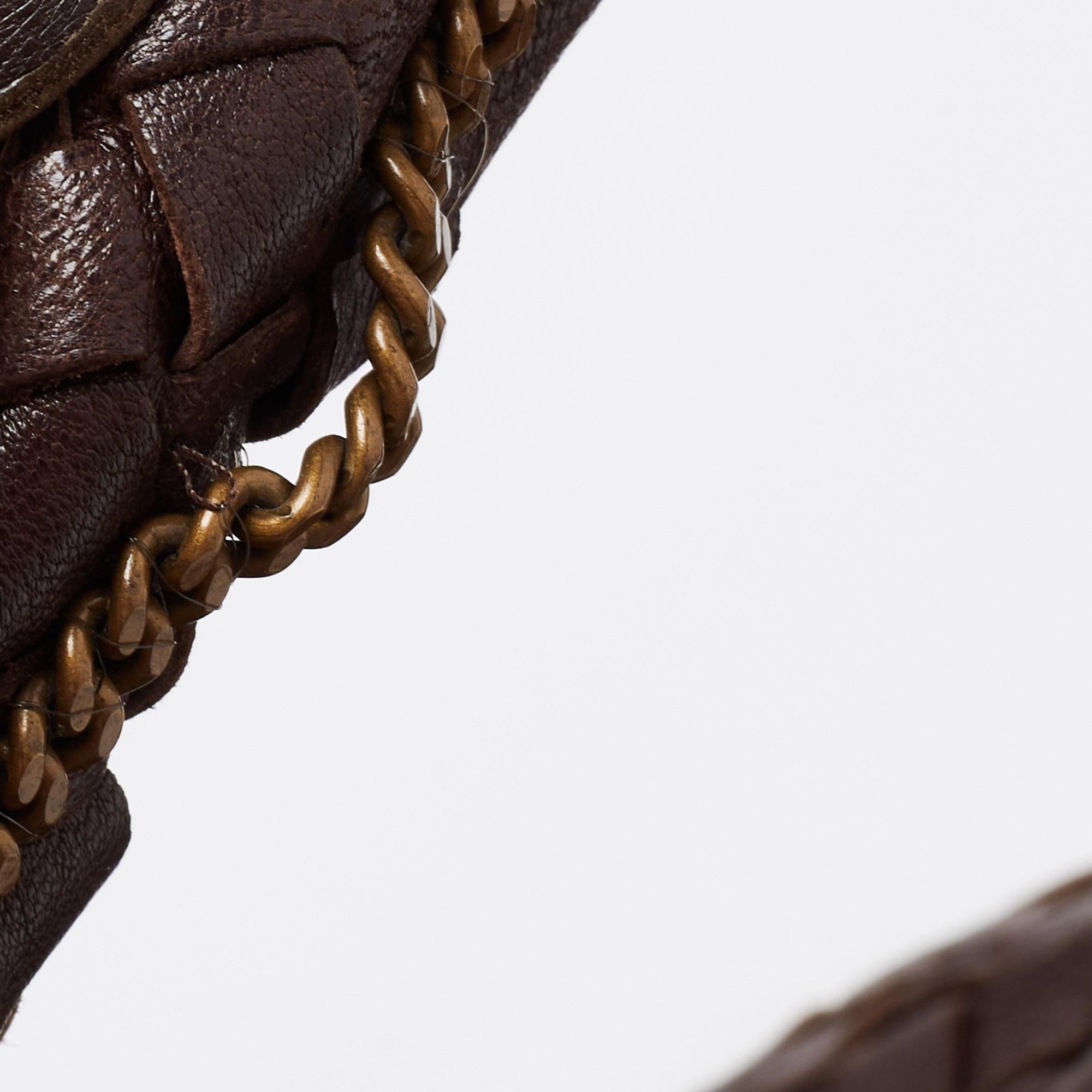 Bottega Veneta Brown Intrecciato Leather Chain Link Detail Hobo 2