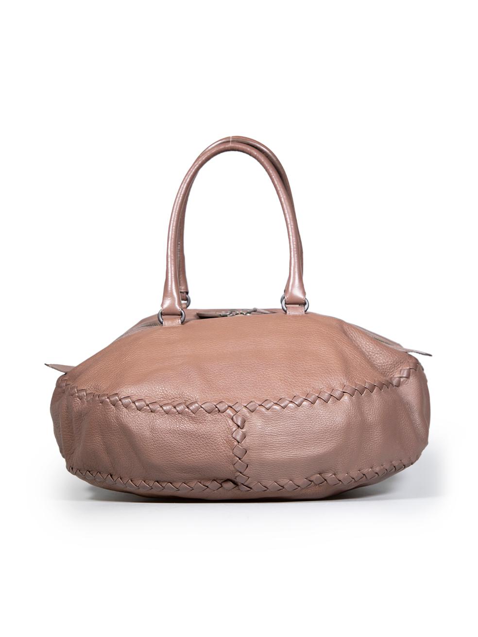 Bottega Veneta Brown Intrecciato Leather Curvo Bowling Bag In Good Condition For Sale In London, GB