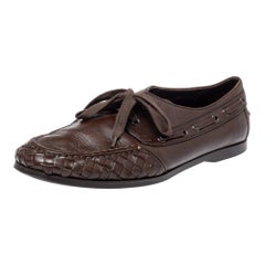 Bottega Veneta Brown Intrecciato Leather Driving Loafer Size 42