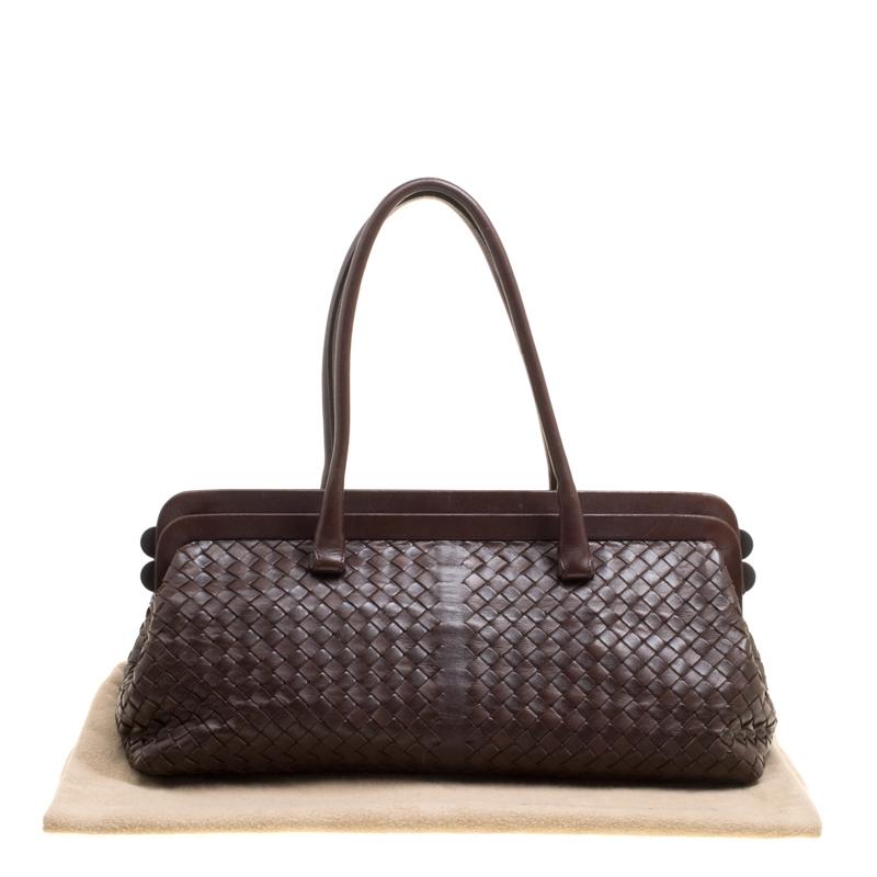 Bottega Veneta Brown Intrecciato Leather Frame Satchel 7