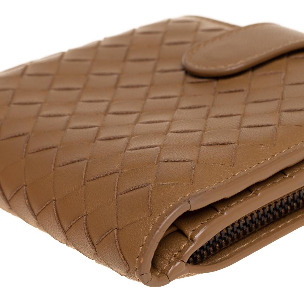 Bottega Veneta Brown Intrecciato Leather French Flap Wallet 1