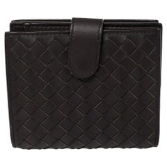Used Bottega Veneta Brown Intrecciato Leather French Flap Wallet