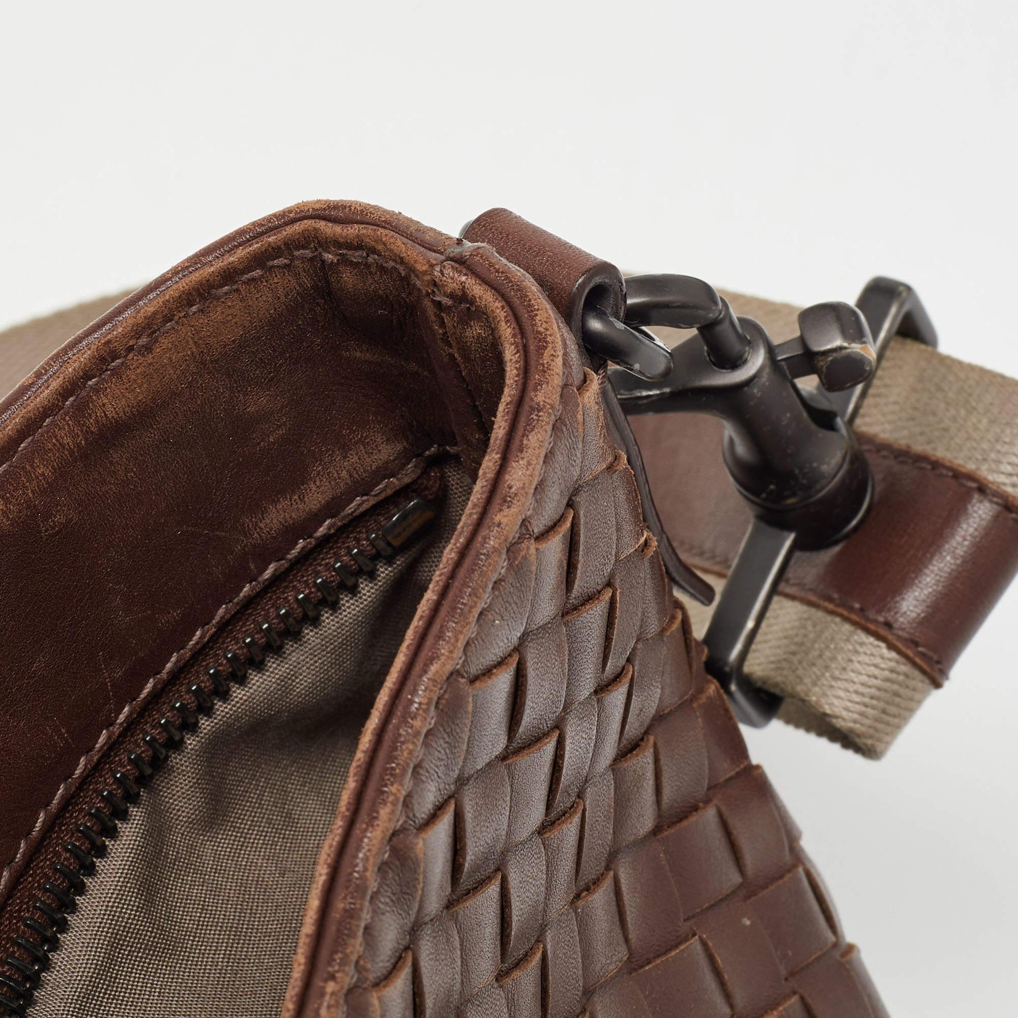 Bottega Veneta Brown Intrecciato Leather Messenger Bag 4