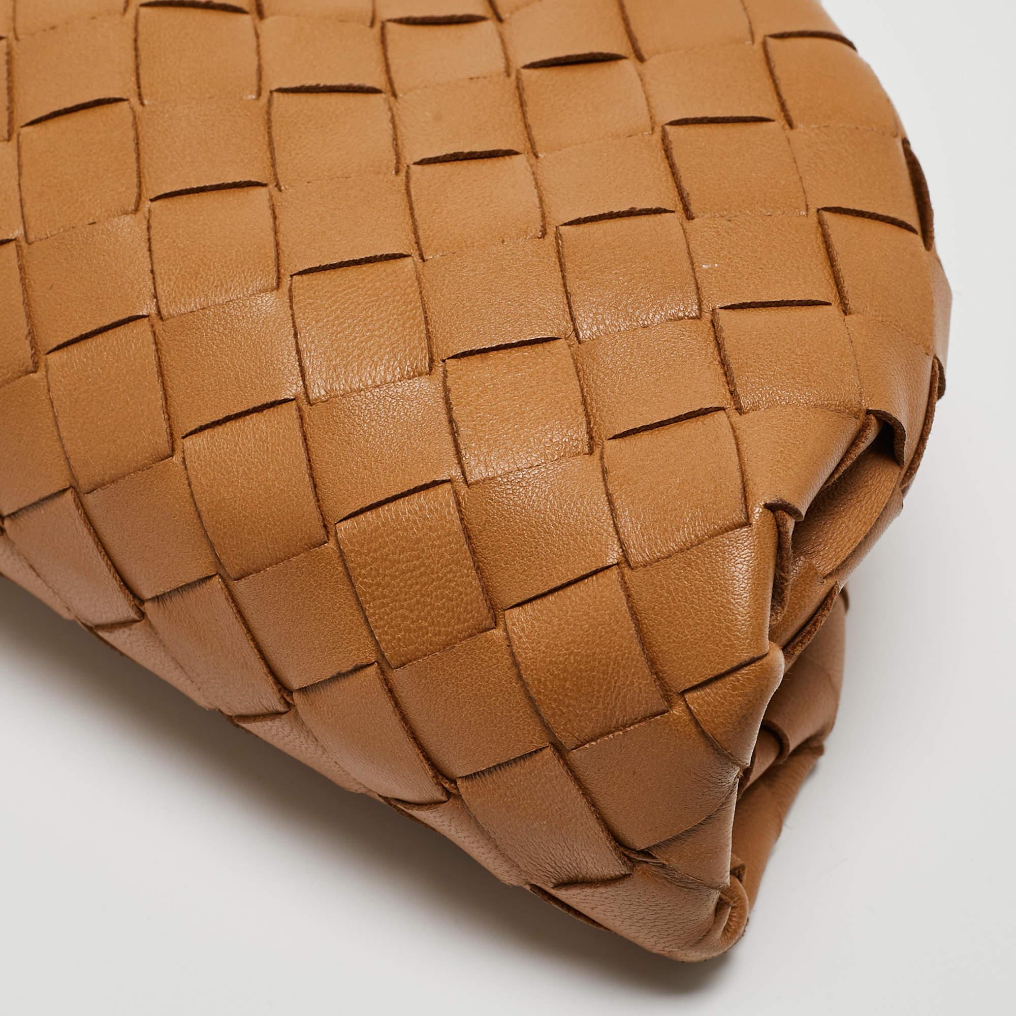 Women's Bottega Veneta Brown Intrecciato Leather Mini The Pouch Bag