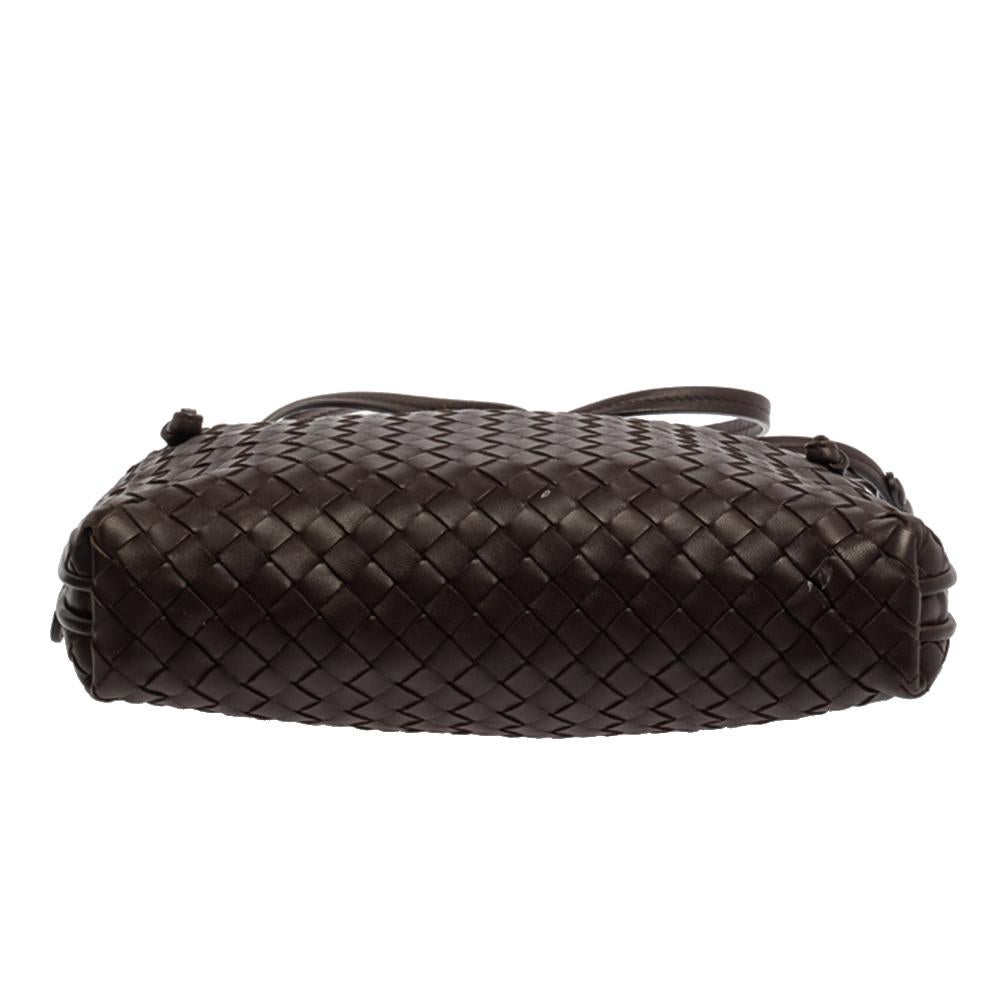 Bottega Veneta Brown Intrecciato Leather Nodini Crossbody Bag In Fair Condition In Dubai, Al Qouz 2
