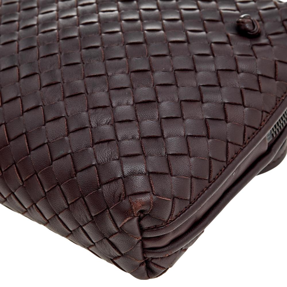Black Bottega Veneta Brown Intrecciato Leather Nodini Crossbody Bag