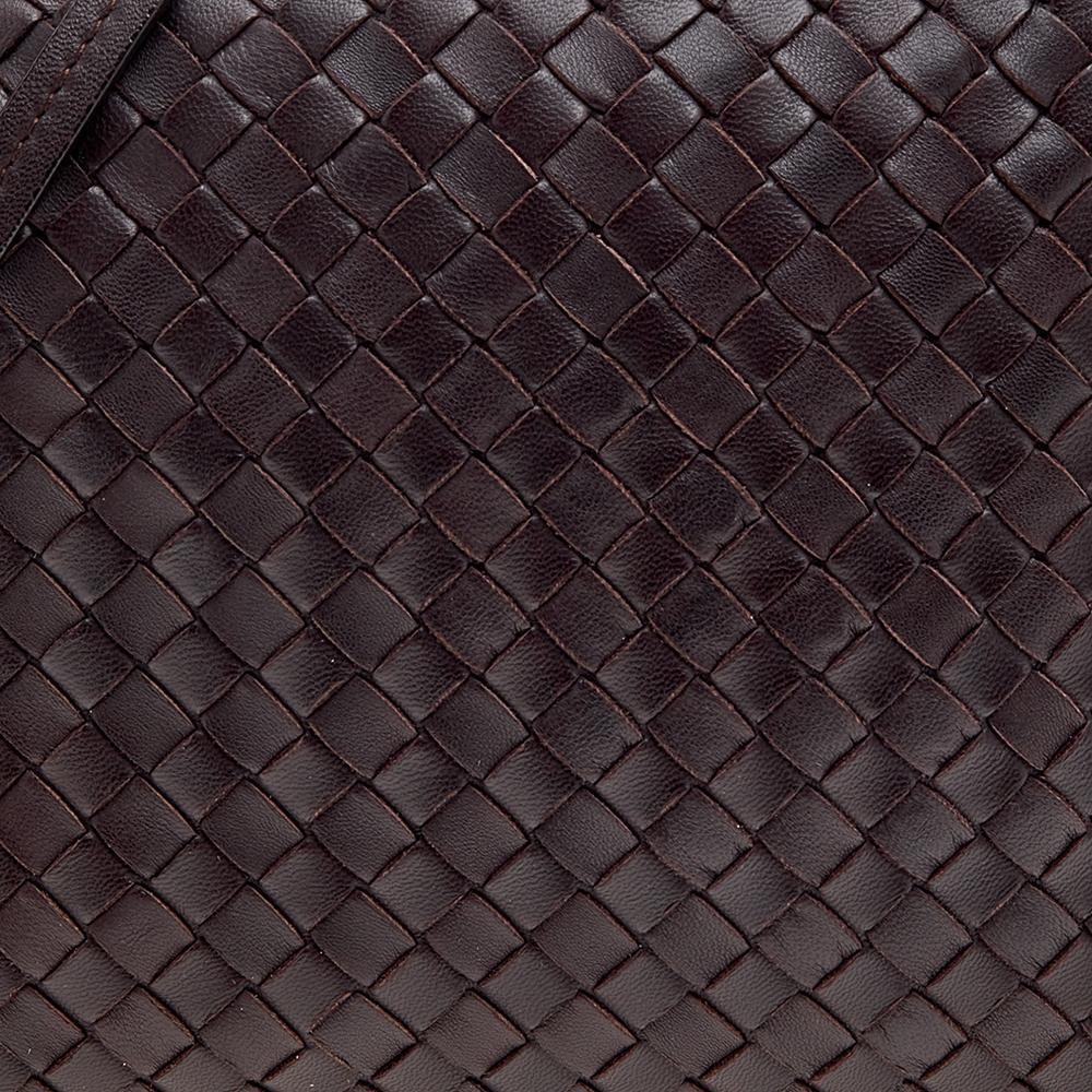 Women's Bottega Veneta Brown Intrecciato Leather Nodini Crossbody Bag