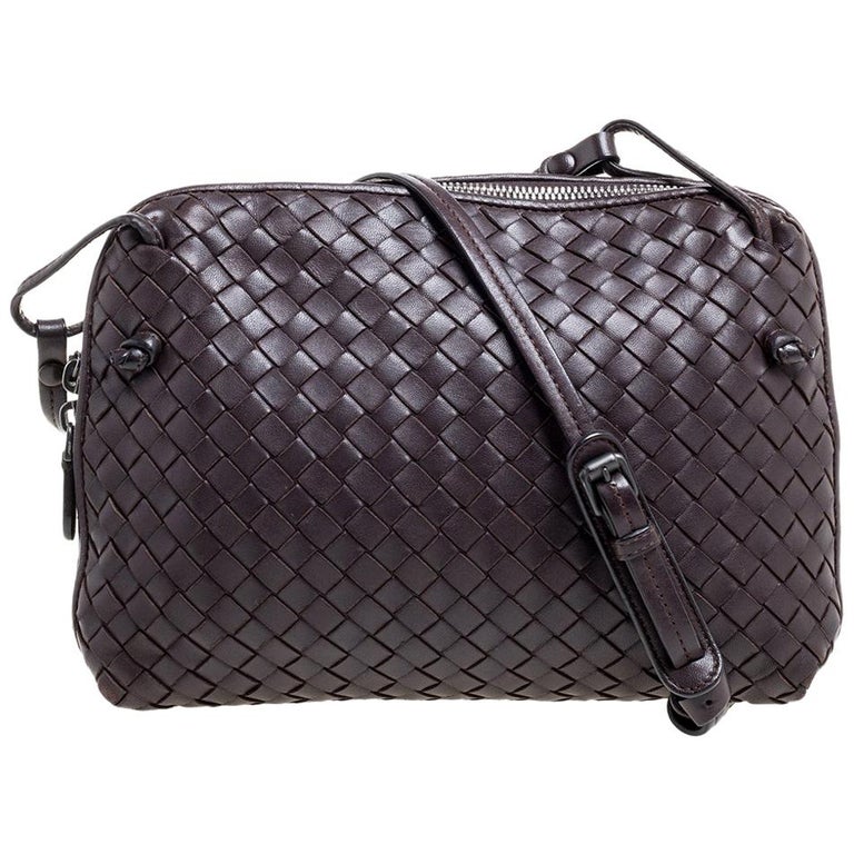 Bottega Veneta Grey Intrecciato Leather Large Nodini Crossbody Bag