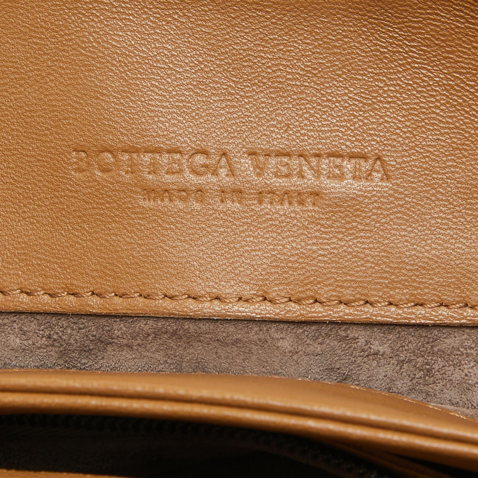 Bottega Veneta Brown Intrecciato Leather Olimpia Flap Shoulder Bag For Sale 3