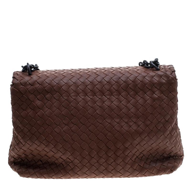 Bottega Veneta Brown Intrecciato Leather Olimpia Shoulder Bag For Sale at 1stdibs