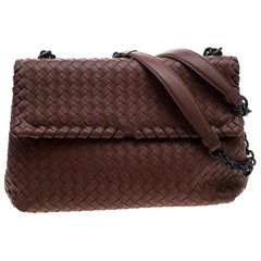 Bottega Veneta Brown Intrecciato Leather Olimpia Shoulder Bag