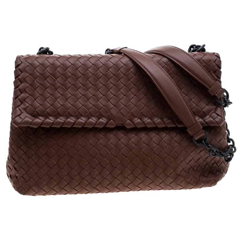 Bottega Veneta Brown Intrecciato Leather Olimpia Shoulder Bag