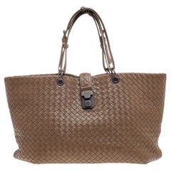 Bottega Veneta Brown Intrecciato Leather Roma Tote