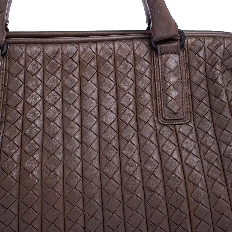 Bottega Veneta Brown Intrecciato Leather Satchel 2