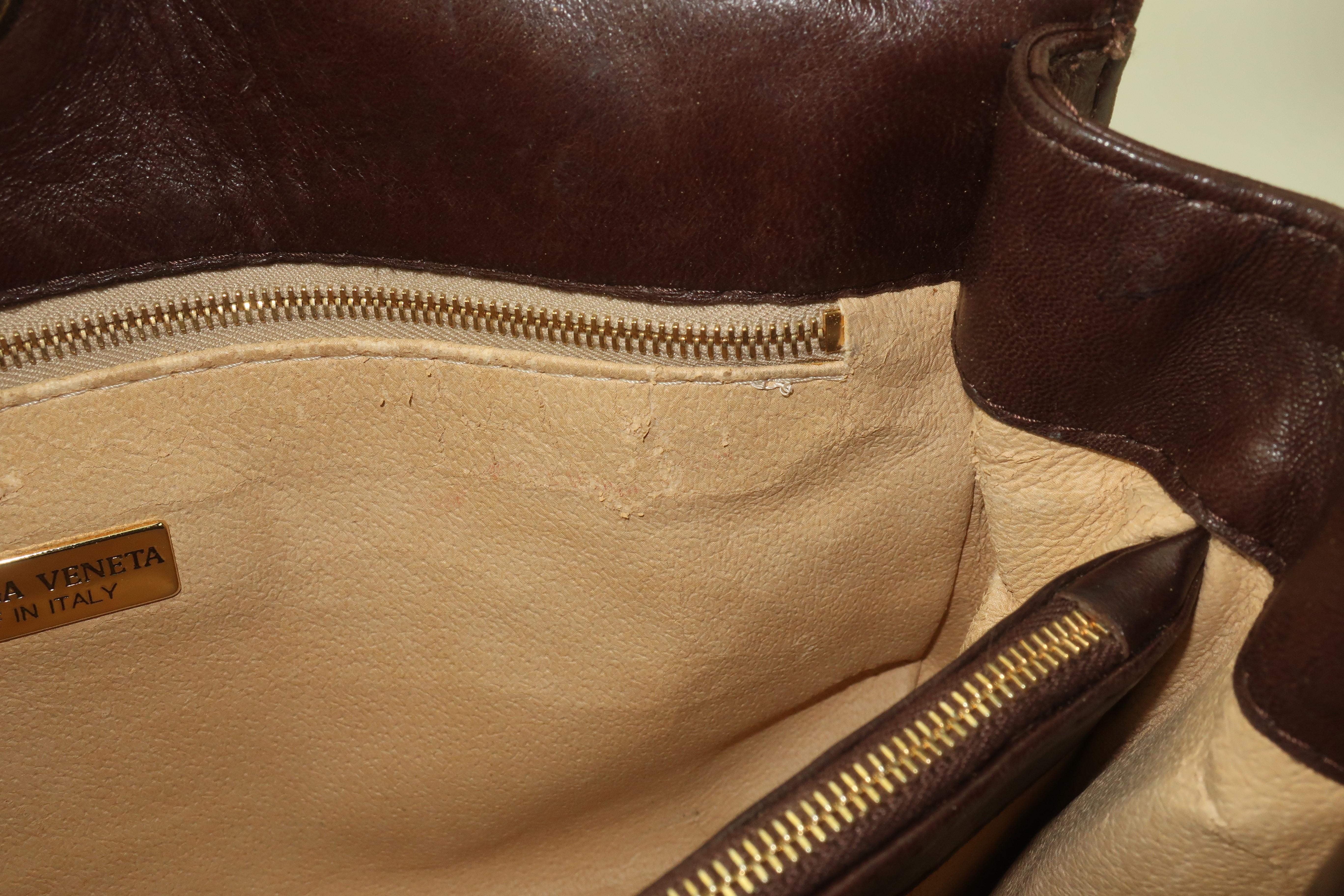 Bottega Veneta Brown Intrecciato Leather Shoulder Handbag, C.1980 7