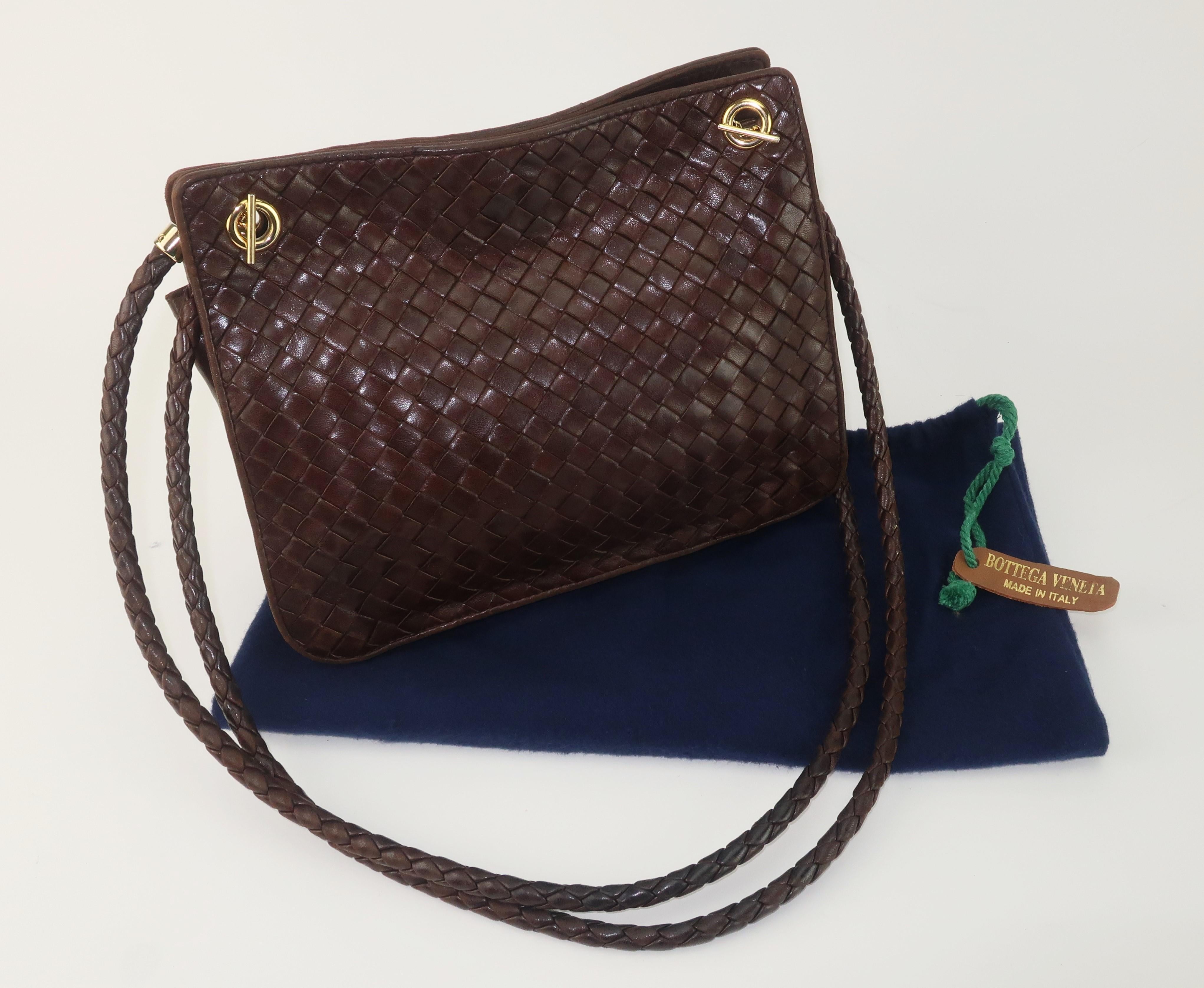 Bottega Veneta Brown Intrecciato Leather Shoulder Handbag, C.1980 8